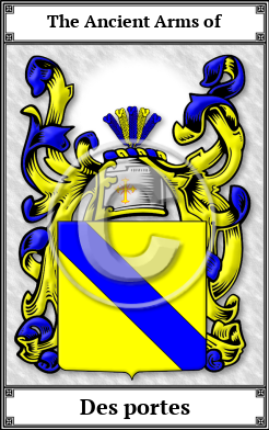 Des portes Family Crest Download (JPG)  Book Plated - 150 DPI